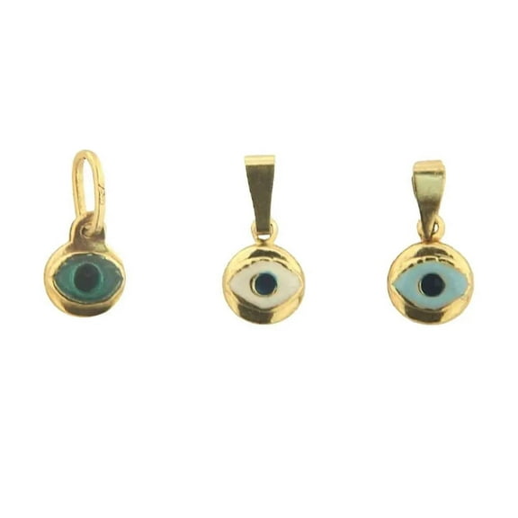 18k solid yellow gold mini evil eye pendant