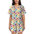 thumbnail image 1 of Fotbe Colorful Dinosaurs Conjunto de Pijama Estampado para Mujer, 2 Piezas, Ropa de Dormir con Camiseta de Manga Corta y Shorts Suaves-XX-Large, 1 of 6