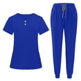 thumbnail image 5 of Scrubs for Women Set Fall Medical Uniform Stretch V-Neck Scrub Top Jogger Pant with Pockets Royal Blue M, 5 of 6