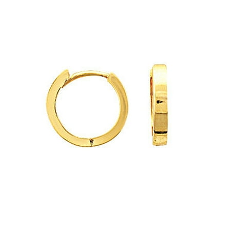 14k Yellow Gold Square Shape Huggie Hoop Earrings 11mm