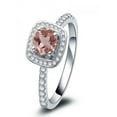 thumbnail image 2 of 1.50 Carat Round Morganite and Diamond Halo Engagement Ring in 14k White Gold affordable morganite and diamond engagement ring, 2 of 2