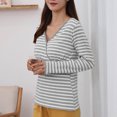 thumbnail image 4 of Hxshgdsn Maternity Breastfeeding Shirts Cotton V Neck Blouse For Womens Long Sleeves Pregnancy Clothes Spring Outfit Gray M, 4 of 5
