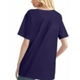 thumbnail image 3 of NAMTYQX Floral Tops for Women Relaxed Fit Print Lightweight Soft Basic Crewneck mit Muster Short Sleeve Plus Size Womens Tops Dressy Casual Navy Size S, 3 of 5