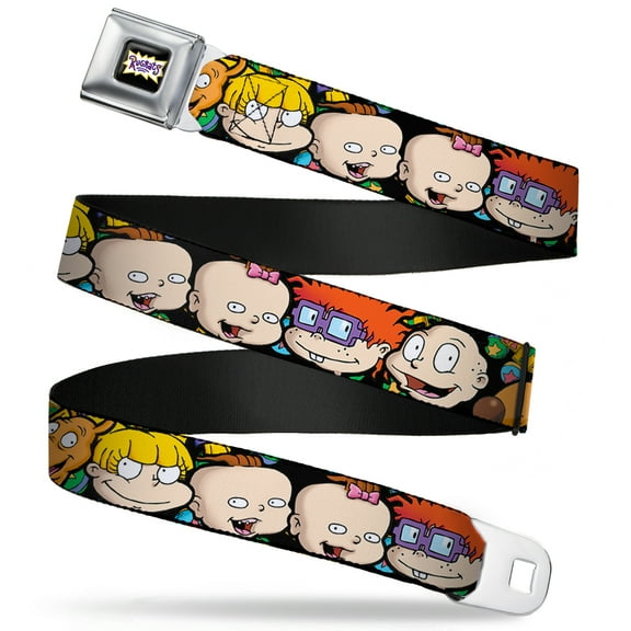 Nickelodeon Belt, Seatbelt Buckle Belt, Rugrats Character Faces Close Up, 34 to 52 Inches