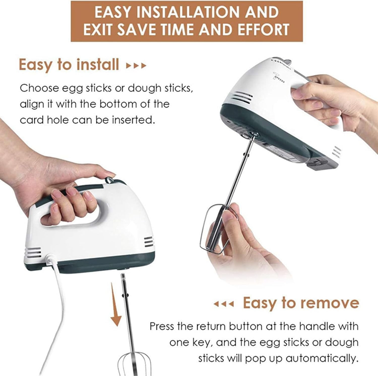 Hand Mixer Electric Handheld: Electric Mixer 7-Speed Adjustment,Electric Hand Mixer with 2 Dough Mixers and 2 Stirring Rods,Mixer Electric Handheld for Mixing Dough,Cream and Making Mashed Potatoes
