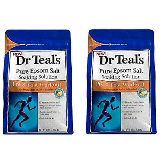 Dr Teal's Epsom Salt Soaking Solution, Pre & Post Workout, 3lbs Pack of 2