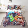 thumbnail image 2 of Manfei Gaming Bedding King Size,Geometry Hexagon Comforter Sets with Sheets,Colorful Gamepad Bedding Sets King Size For Boy,Microfiber Room Decor Reversible,7pcs, 2 of 7