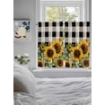 thumbnail image 4 of Sunflower Checkered Kitchen Curtains 45 Inches length, Black Buffalo Plaid Pastoral Flowers Window Treatment Curtain Drapes, Lightweight Window Panels for Living Room Bedroom, 52"x45", 2 Panels, 4 of 7