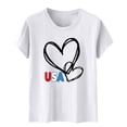 thumbnail image 4 of Htigea Patriotic Shirts for Women 4th of July Short Sleeve T-Shirts USA Heart Graphic Tees Ladies Independence Day Cotton Tops ZB White T-Shirts S, 4 of 7