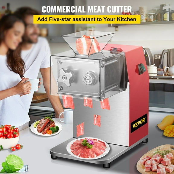 Commercial Meat Cutting Machine, 850W Electric Meat Shredder with 3.5mm Blade, 551 Lbs/H Stainless Steel Food Cutter for Beef Chicken Lamb, Kitchen Restaurant Supermarket Use, Red