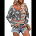 thumbnail image 2 of Suéter con Bandera Estadounidense para Mujer, Sudadera de Punto, Larga, Holgado, Estilo Invierno Otoño 1, Talla S, 2 of 8
