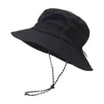 thumbnail image 2 of Xunmmm Unisex Bucket Hat With Adjustable Chinstrap Waterproof Packable Sun Hat Wide Brim UV Protection Fisherman Hat For Fishing Hiking Travel Black,A, 2 of 3
