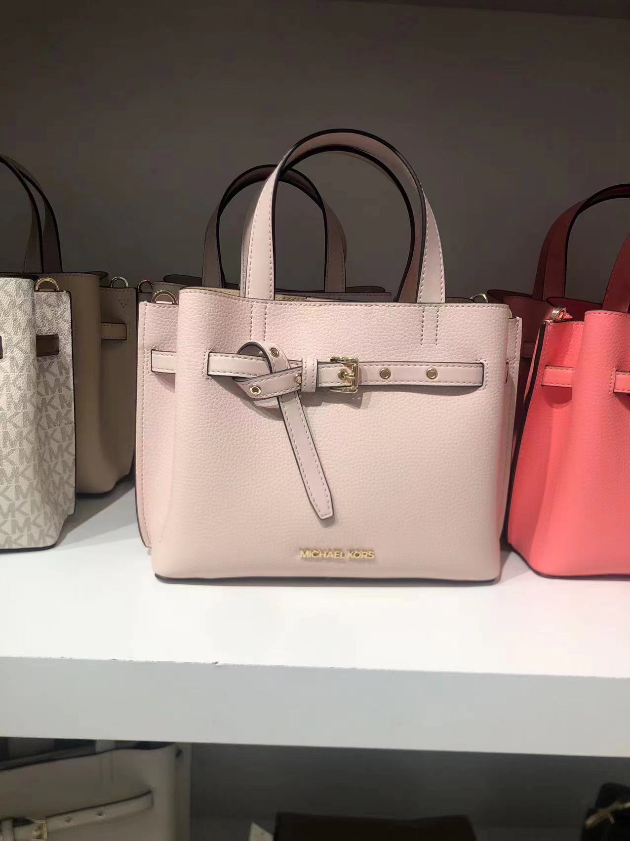 Michael Kors 35F0Gu5S5T Emilia Small Pebbled Leather Satchel In Powder