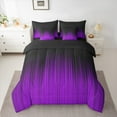 thumbnail image 2 of Manfei Contemporary Abstract Bedding Comforter Set 7-Piece, Black Purple Full Bedding Set, Gradient Lines Fitted Sheet Flat Sheet, Luxury Bedroom Decor, 2 of 8