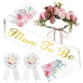 thumbnail image 1 of Kit de guirnalda para baby shower con forma de corona de flores para mamá, futuro padre, 1 of 7