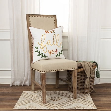 Rizzy Home Harvest Ivory/Multicolor Sentiment - "Is It Fall Yet" Cotton 20"x20" Poly Filled Decorative Throw Pillow