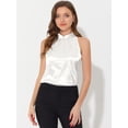 thumbnail image 2 of Elegante chaleco de satén plisado de verano para mujer, sin mangas, con cuello halter blanco M, 2 of 5