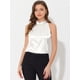 thumbnail image 2 of Elegante chaleco de satén plisado de verano para mujer, sin mangas, con cuello halter blanco M, 2 of 5
