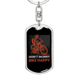 thumbnail image 5 of Don'T Worry Bike Happy Cycling Stainless Steel or 18k Gold Premium Swivel Dog Tag Keychain, 5 of 10