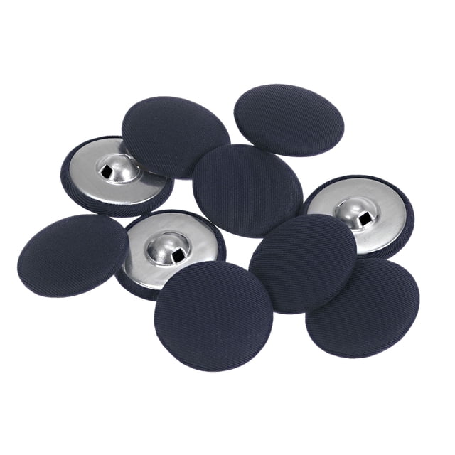 Unique Bargains 10pcs 48L Fabric Cloth Covered Button 30mm Round Metal Shank Sewing Buttons for Suits Dress Blouses, Deep Blue
