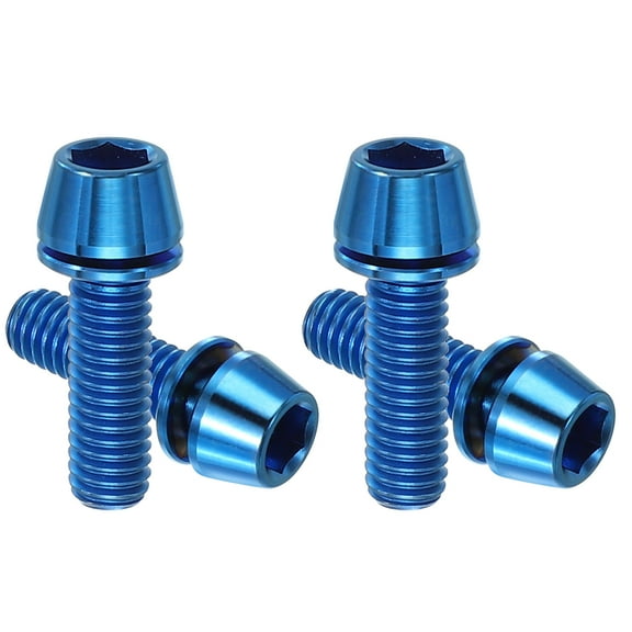 Uxcell M6x20mm Titanium Bike Stem Bolt, 4 Pack Hex Tapered Head Bolt for Bicycle Crank Brake Fixed Upgrade, Blue