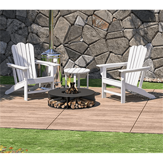 Adirondack Chair Set with 2 Plastic Adirondack Chairs & 1 Outdoor Side Table, Outdoor Adirondack Chair Patio Lounge Chairs with Large Seat & Tall Backrest for Patio Deck, Weather Resistant, White