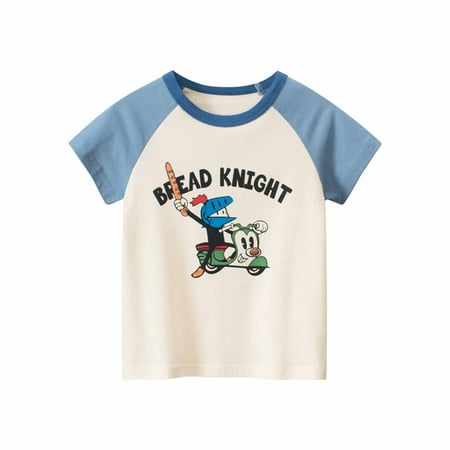 

2023 Summer Savings Clearance! TUOBARR Tops for Girls Baby Boys Round Neck Short Sleeve Cotton Fashion English Print T-shirt Beige