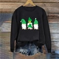 thumbnail image 2 of WREESH Womens Crewneck Sweatshirts St. Patrick's Day Sweatshirts Shamrocks Gnomies Printed Graphic Sweatshirts Loose Fit Long Sleeved Tops Pullover Sweatshirts Black, 2 of 4