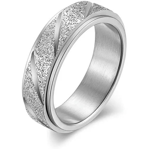 6MM Rose Gold Rainbow Silver Gold Frosted Band Women Titanium Steel Spinner Ring