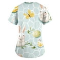 thumbnail image 2 of Uniform Tops，Scrub Tops Womens Cute Easter Printed Nurse Uniforms 2026 Short Sleeve Scrub V Neck Shirt with Pockets，Mint Green，XXXXXL, 2 of 3