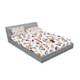 thumbnail image 2 of Ambesonne Vintage Fitted Sheet & Pillow Sham Set, Peacock Feathers Design, Queen, Orange Blue, 2 of 2