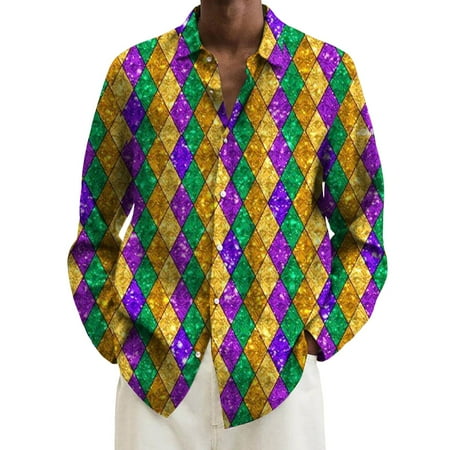 FYEGRE Men s Carnival T Shirts Men s Casual Long Sleeve 3D Printed Fashion Top for Autumn Winter Carnival and Daily Wear Gold XXXL