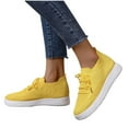 thumbnail image 4 of JINMGG Sneakers for Women Plus Clearance Women Lace Up Sneakers Color Solid Color Shoes Plus Size Fashion Sports Casual Shoes Yellow 35, 4 of 4