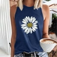 thumbnail image 4 of WREESH Women's Floral Graphic Tank Top Crew Neck Sleeveless Summer Fashion Casual T-Shirts Navy, 4 of 5