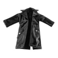 thumbnail image 4 of Figura masculina a escala 1/12, ropa, chaqueta larga, disfraz, accesorio de moda para modelo de hombre de 6 pulgadas, gabardina negra de cuero PU., 4 of 9