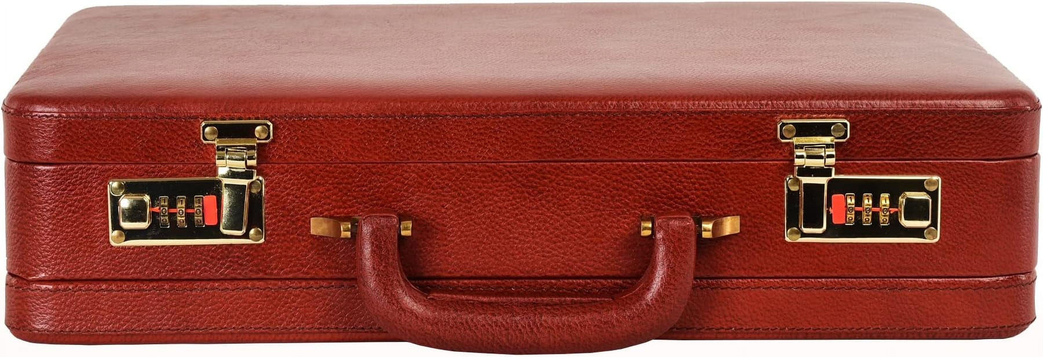 LINDSEY STREET Top Grain Leather Attache Briefcase Business Handbag Leather Expandable Briefcase for Men