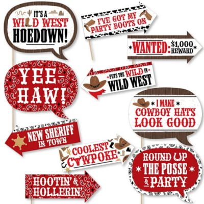Adult Western Cowboy Photo Booth Props Birthday Party Decoration Kit Pack of 10 