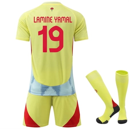 Yellow Spain 2024 Away Activewear No.19 Lamine Yamal Soccer Fans Training Jerseys Kits