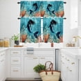 thumbnail image 2 of Watercolor Mermaid Silhouette Coral Curtain Tier and Valance Set 3 Piece, Undersea World 3-inch Rod Pocket Window Tier Curtains Valance for Kitchen Living Room, 2 of 9