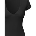 thumbnail image 4 of FashionOutfit Women's Short Sleeve Ribbed V-neck Plunge Top Various Colors, 4 of 4