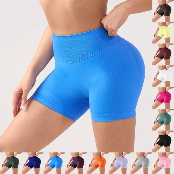 LILIYA Women's Workout Gym Shorts Lifting Yoga Biker Booty Shorts Seamless Scrunch High Waisted Athletic Leggings