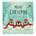 thumbnail image 2 of Ambesonne Christmas Shower Curtain, New Year Arctic Animals, 69"Wx84"L, Mint Green Pale Seafoam, 2 of 4