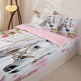 thumbnail image 3 of Erosebridal Romantic Watercolor Zipper Full Size Comforter Sets with Fitted Sheet and 2 Pillowcases,White Horse Pattern Zipper Bedding Set,Pink White Green,Pink Reversible, 3 of 6