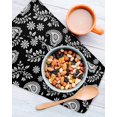 thumbnail image 3 of Black Paisley Kitchen Dish Towels for Drying Dishes Set of 3, Ethnic Vintage Floral Botanical Abstract Waffle Weave Microfiber Hand Tea Bathroom Towels Quick Dry & Absorbent Towel 12x12, 3 of 7