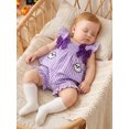 thumbnail image 6 of Loicainy Baby Toddler Girl Halloween Clothes Set 6 9 12 18 24 Months 2T 3T Pumpkin/Ghost/Bat Embroidered Plaid Print Fly Sleeve Square Neck Tops and Shorts 2 Pieces Outfits, 6 of 9