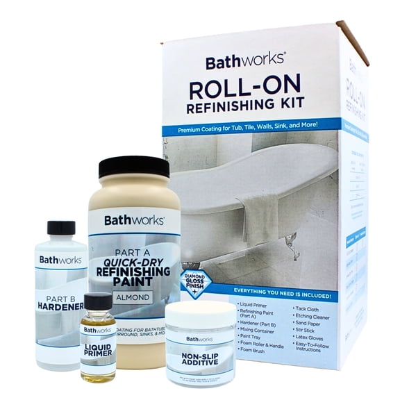Bathworks Quick-Dry Roll-On Refinishing Kit with Non-Slip (Almond)