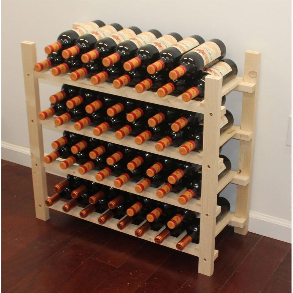 Stackable 60 Bottle Capacity Wine Rack Wooden Stand, WN60 (60 Bottles