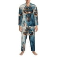 thumbnail image 3 of Picia Cargo Ship At Sea Pattern Men’s Long-Sleeve Sleepwear Set - Soft 2-Piece Loungewear with Pockets, Comfy PJs for Relaxing Nights-X-Large, 3 of 7