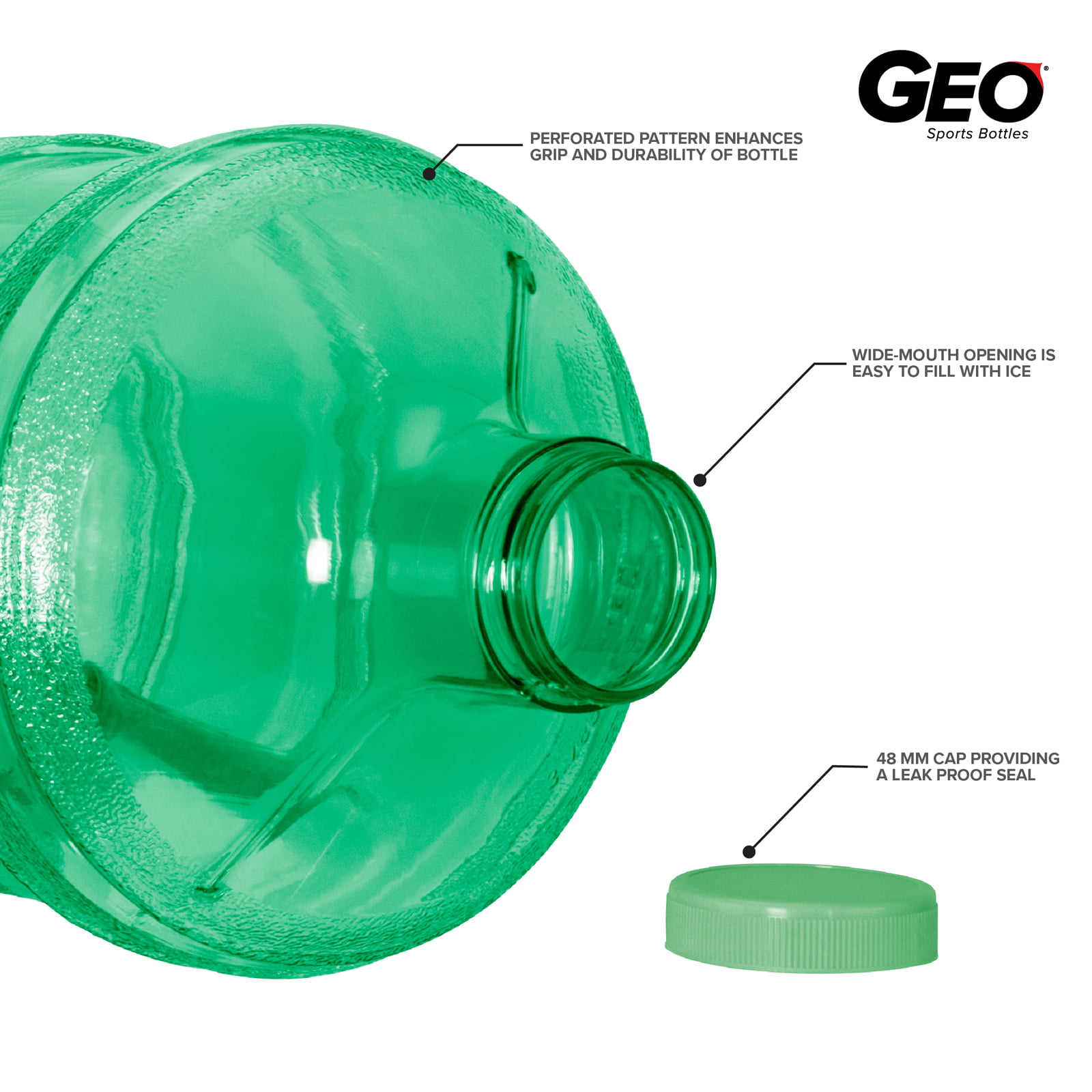 GEO BPA-Free Sports Water Bottle 3.7-Liter, with 48-millimeter Screw —