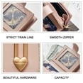 thumbnail image 3 of Women's Short Heart Hardware Buckle PU Soft Surface Leather Wallet Wallet Small Purses Buckle - Pink, 3 of 6